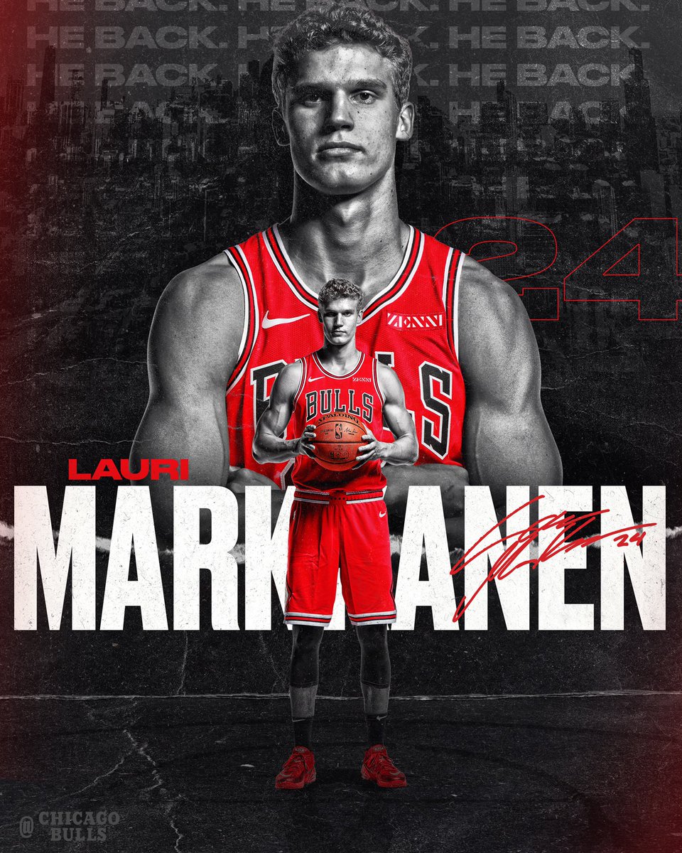 chicagobulls's tweet photo. Welcome back, @MarkkanenLauri!

Lauri will start tonight vs. Minnesota. https://t.co/H0H7B1T6GF