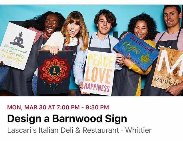 LascarisItalian's tweet photo. Join us Monday, March 30th for a Design and Wine night. Event will be hosted at our Whittier Blvd location by @rosannenitti_finearts. Bring some friends and design your own rustic art. We would love to have you for dinner before. Class will start promptl… https://t.co/CRHyu0spRl https://t.co/JWn77LxRNq
