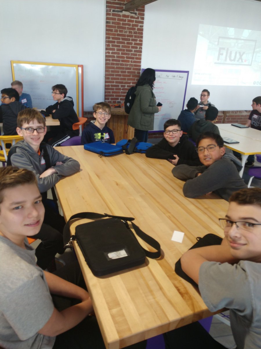 snydert's tweet photo. OMS Trojan Tech Team having a great time learning about STEM and creating prototypes at Flux. @FluxSpace_io @OrefieldMS https://t.co/2amcsxNr4Y