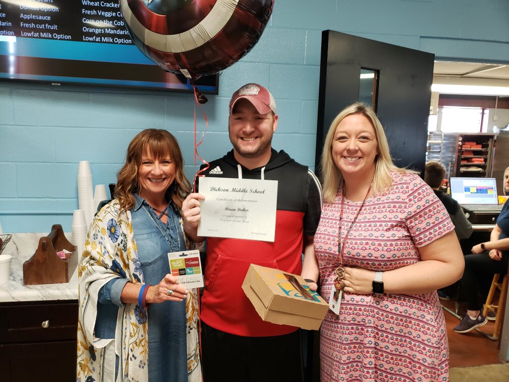 Our 2019-2020 Teacher of the Year!!! We are so honored to have Coach Baker at DMS!! Congrats Coach! ⁦@briebake⁩ ⁦<a href="/rfaulkner9/">Robbie Faulkner</a>⁩ ⁦<a href="/DLWeeks83/">Danny L. Weeks, Ed.D.</a>⁩