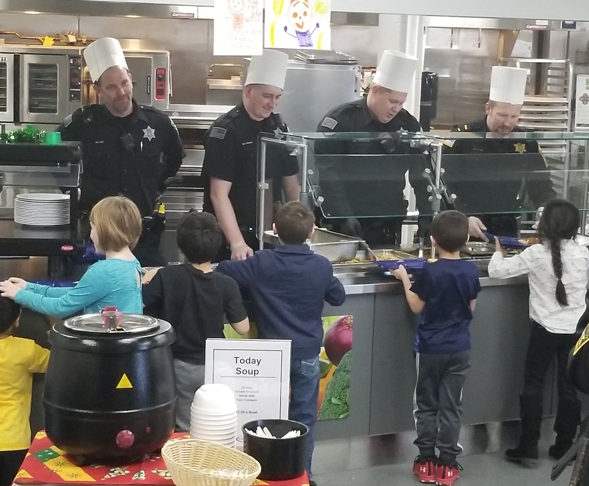 Elementary lunch is always fun, but today is even better. Thank you Ozaukee Co. Law enforcement. I think I even saw a State Trooper.