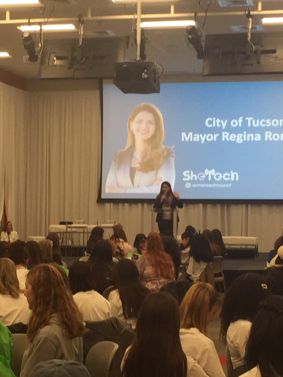 connect_tucson's tweet photo. Mayor Romero welcomes 144 high school girls to SheTech Arizona #shetech @cityoftucson https://t.co/dj6tJYCcN9