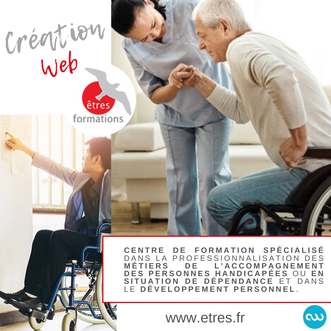coteweb's tweet photo. ✨#Creationweb pour Êtres formations 📚 ! ✨Centre de formation spécialisé dans l'accompagnement de personnes handicapées ou en situation de dépendance 🤝
Une belle vocation mise en valeur par @coteweb 😃avec https://t.co/4qxuMjwdnM 🕊 #siteinternet #comdigitale #coteweb2020 https://t.co/4SZ8arjLd3