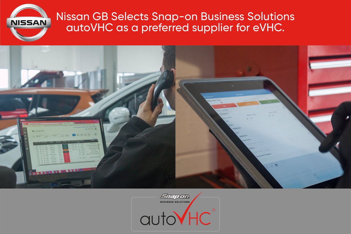 SBSMedia's tweet photo. Snap-on Business Solutions autoVHC are proud to announce we have been selected as a @NissanUK Approved Video & #eVHC Provider. Contact us today to book a free demo & save money from your current supplier info@autovhc.co.uk or https://t.co/eAvApMtPjW #customerservice #aftersales https://t.co/OWrqeZ6agi