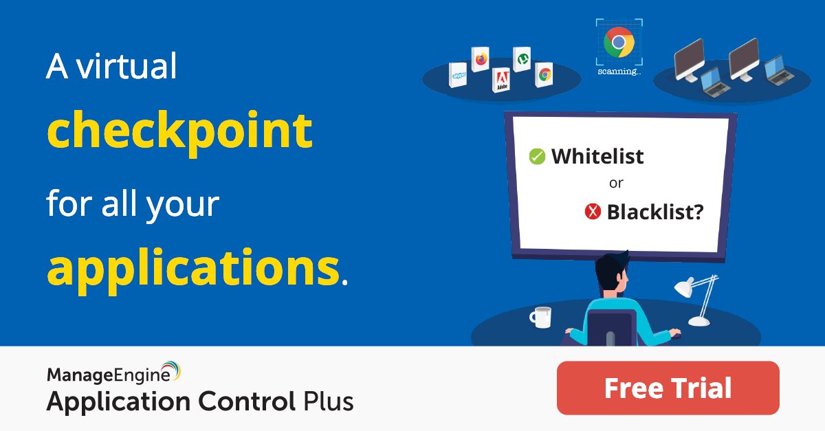manageengine's tweet image. Introducing Application Control Plus, advanced enterprise security software that brings together endpoint privilege management and application control capabilities. Try free now! zcu.io/xuXw 
#cybersecurity #endpointprivilegemanagement #applicationcontrol
