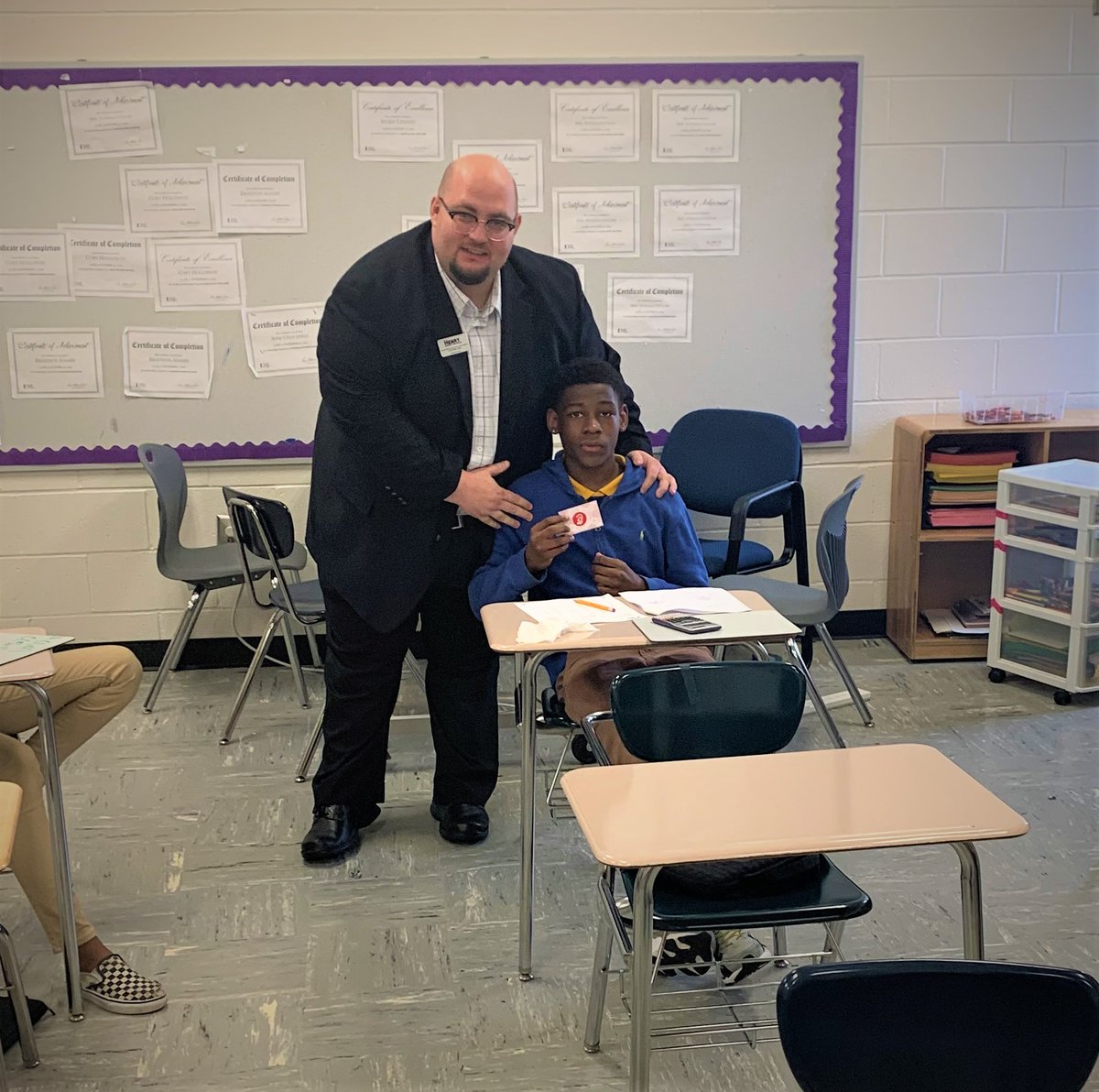 McLeod_Edu's tweet photo. This is my winner for the social media positivity contest @EXCELAcademyHCS. I had a great visit today with Dr. Merritt (AP) and Lila Brown (Principal) @lkb1908 and I enjoyed surprising this student with a Chick-Fil-A gift card! #EXCELisAllin #ExpectExceptionalHCS https://t.co/bjr8rzLcLc