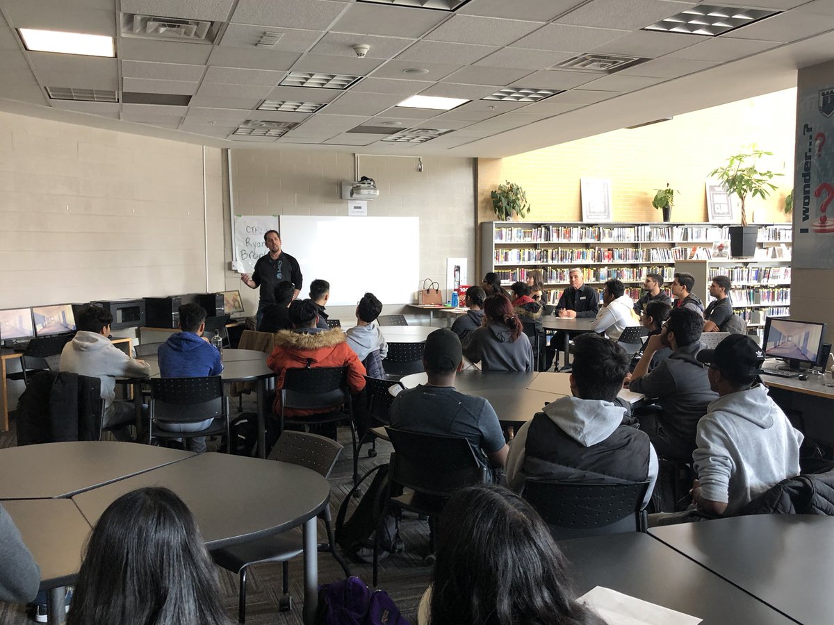 a_balian's tweet photo. @CtrlVCanada presenting #VirtualReality #arcade start up #journey company out of #Waterloo discussing #IndieGameDev #GamesWorkshop movies @Marvel inspirations with our @CastleSHSM students. Never seen them so engaged-thank you Ryan Brooks! @SHSMPeel @SonyaRubio @JonesKHeather https://t.co/0MFKoUIFQ3