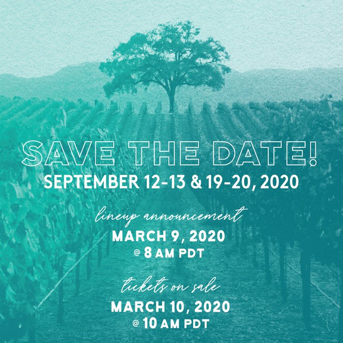 Sonoma Harvest Music Festival 2020 dates