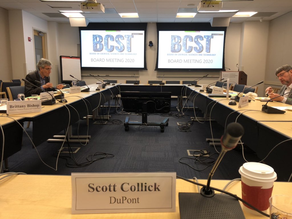 ScottCollick's tweet photo. Great honor for me. I am co-chairing the USA National Academies of Science, Engineering and Medicine’s Board Of Chemical Sciences and Technology (BCST) this week in Washington DC. Lots of great discussion on chemistry &amp; engineering in the US. @theNASciences @theNASEM @NASEM_Chem https://t.co/KKuMhqhNDz