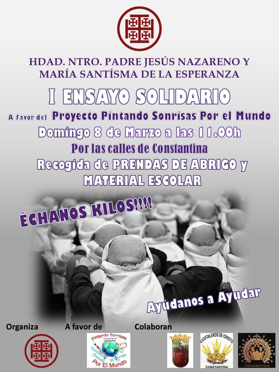 NtroJesus's tweet photo. 📍 RECORRIDO: 

Ermita de Santa Ana

Calle El Peso

Calle Mesones 

Calle El Peso

Ermita de Santa Ana

📆 Domingo 8 de marzo

⏰ De 11:00h a 14:00h 

🍺 Al final tendremos una barra de botellines para colaborar con el proyecto. 

#ayunadosaayudar 

#echanoskilos https://t.co/7rgO7FC34L