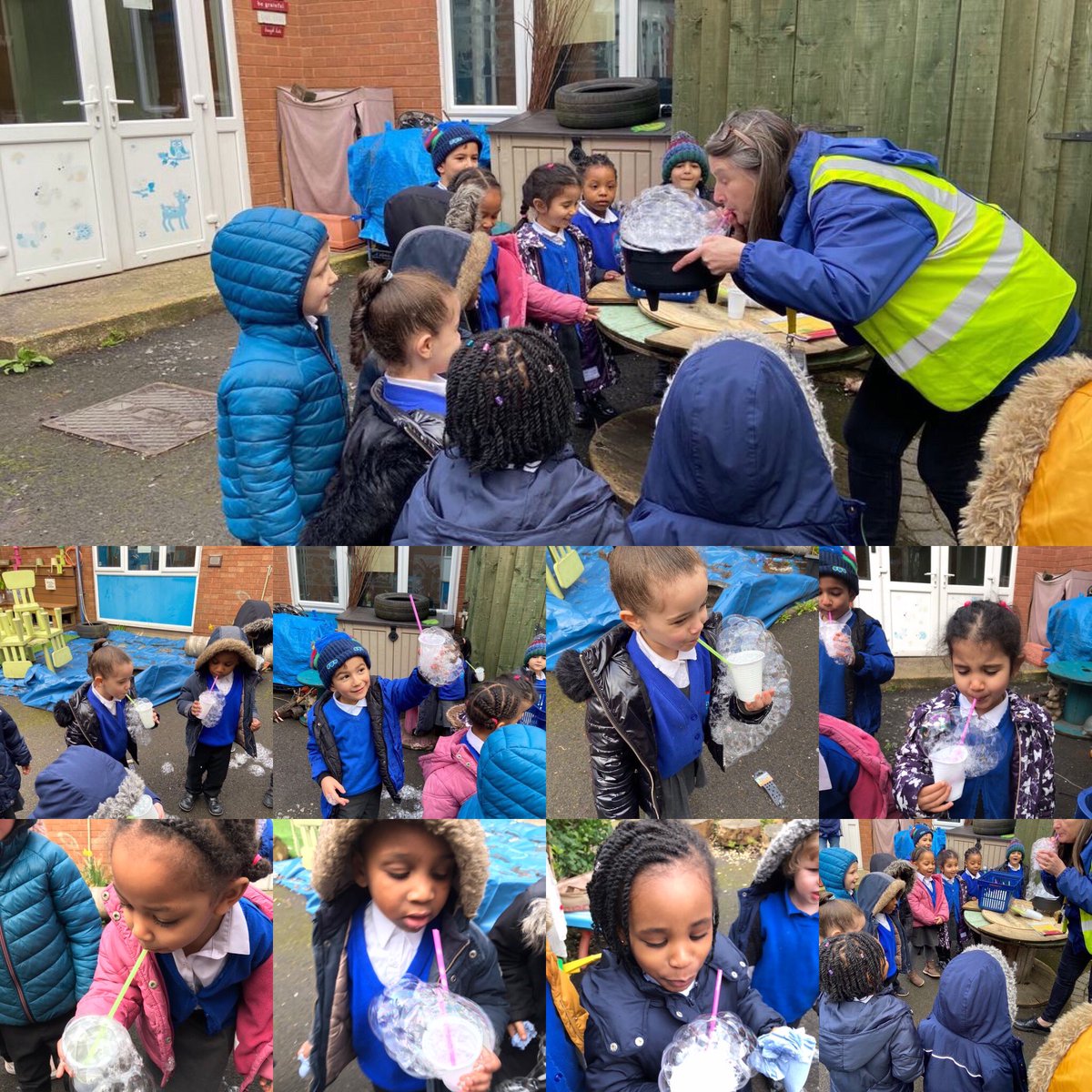 MrsHopkins65's tweet photo. Nursery/Reception class -T4W session at forest school - making bubble porridge with nursery - going to the South Pole with Reception class to take the penguin back home. #bubblingporrigepot #lostafriend #foundafriend #lotsoffun https://t.co/FanaHhIavx