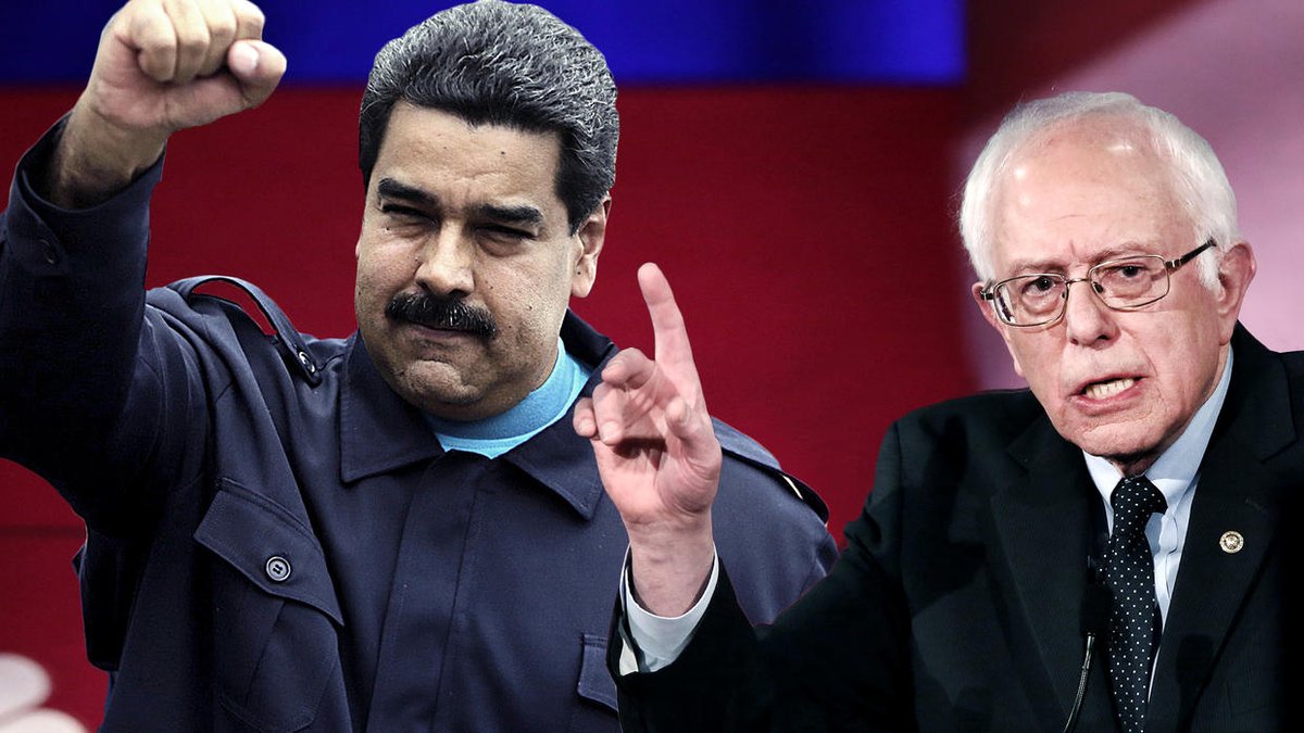 Prntly's tweet photo. A tv broadcast has resurfaced showing Venezeulan dictator Nicholas Maduro endorsing Bernie Sanders for US President. He's referred to Sanders multiple times as his "revolutionary friend" and said that if the US held free and fair elections, Sanders https://t.co/DhL31GnEqn https://t.co/xhwswvyMJY