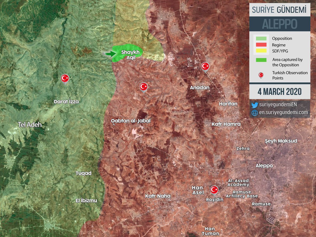 opspringshield's tweet photo. #Map #Syria TAF-backed opposition forces gained control over Sheikh Aqil Ahill in northern Aleppo
Source: @suriyegundemiEN
#OperationPeaceSpring #BaharKalkanıHarekatı https://t.co/JzIrFFva04