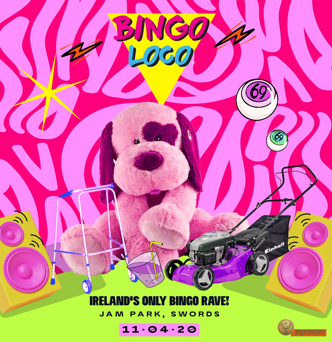JamParkDublin's tweet photo. Bingo Loco are back in the building for another raving session this April 11th ⚡️And tickets are flying out, grab yours here https://t.co/M3EpOZVsSn https://t.co/hoCFww97vr