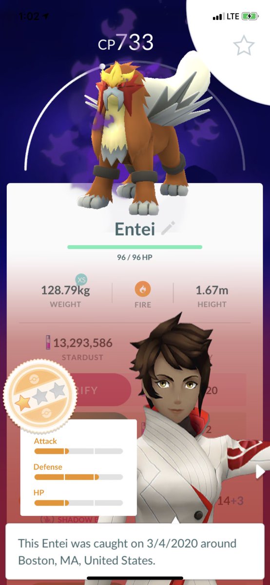 dragoncaller's tweet image. caught my 3rd shiny makuhita, and a terrible iv entei, I think my luck went to the shiny instead 😅 #PokemonGO #giovanni #shadowentei