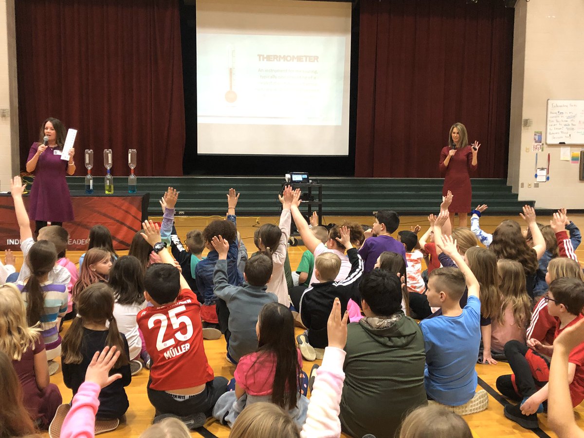 NewPalCS's tweet photo. Our Sugar Creek Elementary 3rd-graders are having a blast learning about weather from @KellyGreeneWTHR and @angelabuchman today. We’re excited to have the @WTHRcom Weather Academy visiting New Palestine! #newpalproud https://t.co/2GN3jPhRcJ