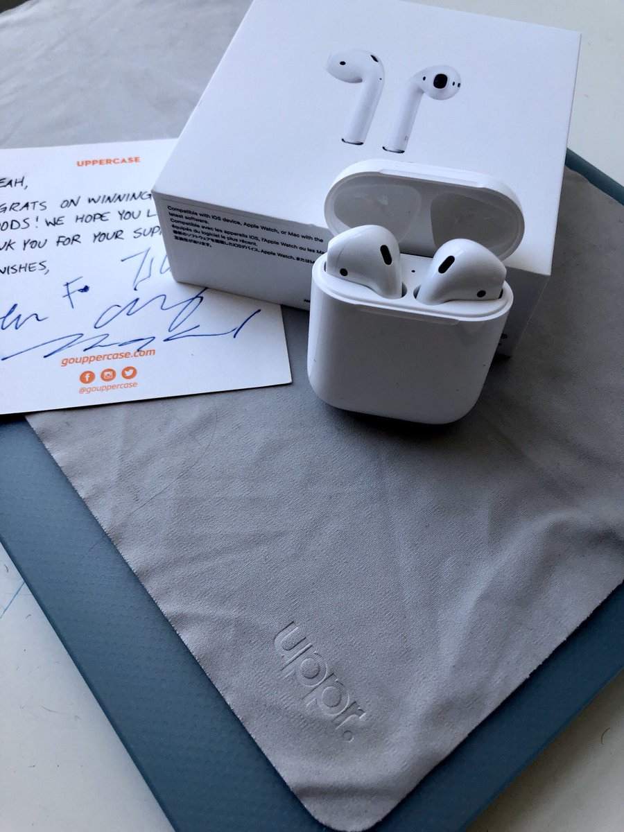 leahcharp's tweet photo. @GOUPPERCASE Thank you for the #upprgiveaway AirPods! So excited to have won! I’m also loving my Keyboard Imprint Protection Microfiber 💻😊 https://t.co/mSbWn6cZFs