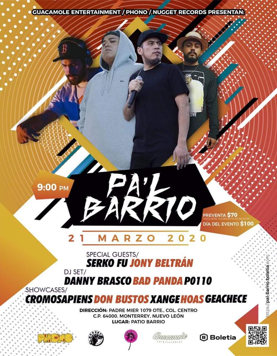 guacamole_entmt's tweet photo. ¿Pa' dónde? Pa'l Barrio 👊🏼

🎟️ Boletos: https://t.co/4mFx1XZoUp
Playlist del evento: https://t.co/yF7r4YZnQQ https://t.co/H758gheYpz