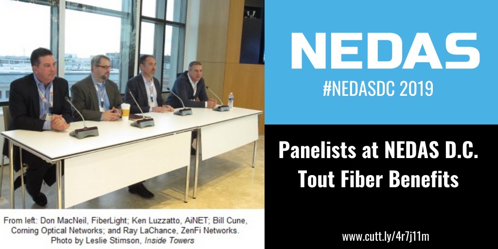 DASandSmallCell's tweet photo. Looking back 🔙at #NEDASDC 2019 "Where Fiber Meets The Tower" panelists: @FIBERLIGHT_LLC,@AiNETcorp,@Corning & @ZenFi_Networks agreed there’s a lot of opportunity for telecoms as front haul networks move closer towards the user. Learn about this discussion:https://t.co/zg2iazc8mL https://t.co/gIOyVBmi8H