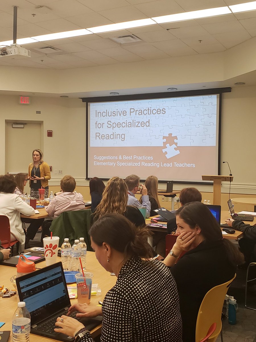 J_Schmetz's tweet photo. Specialized Reading Teachers joined together to discuss Inclusive Practices at Rust Library this afternoon. Lots of engaging conversations! #Inclusion #SpecializedReading #DeeperLeaning @SpecialRdgMath @ChristalJ21 @douglasj22 @amberpereira25 @tabilities @kristen_kipps https://t.co/LCPF6WUBYh