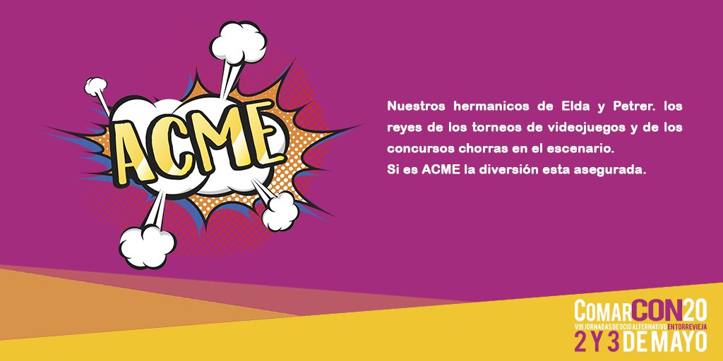 lacomarcon's tweet photo. Certificamos que @AsociacionACME es sinonimo de calidad y diversión.  Así que no te pierdas ninguno de sus torneos de videojuegos o concursos 🕹 #ComarCON20 https://t.co/BtunJQFf03 https://t.co/vwqTKdAeHJ