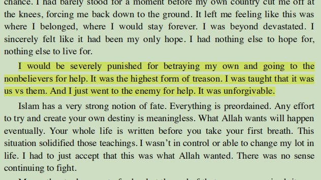Dichotomy of the  #ExMuslim Anti  #Hijab Psycho Liar Yasmine Mohammed  @YasMohammedxx Continues..so in this episode of her books she says A Muslim should not be ask for help to Nonbelievers since it is consider a Treason in Islam ...... what a pathetic Lie...