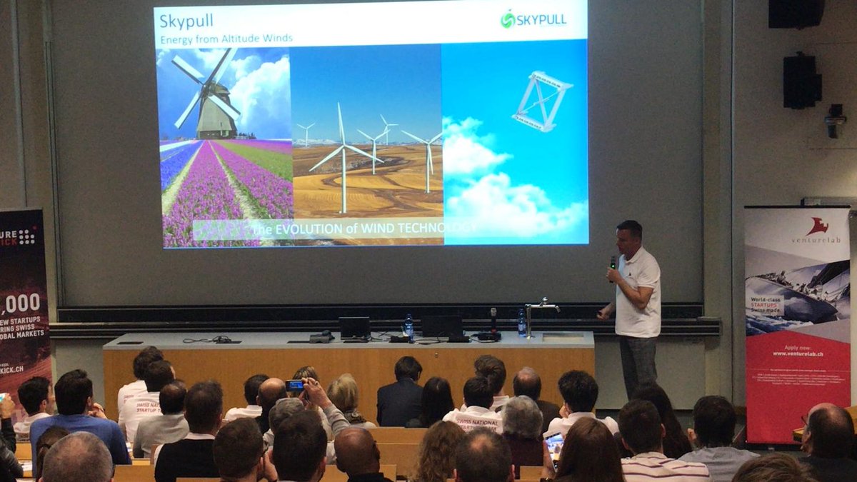 venturelab_ch's tweet photo. “Our vision: accelerate the world’s transition to #sustainable renewable generation, providing affordable clean energy for everyone!”

Venture Leader @ReinoutOussoren presents #Skypull’s autonomous energy-generating #aircrafts at Startup Champions at ETH.

#SUChamps #VLeadersTech https://t.co/TFsl54j8tJ