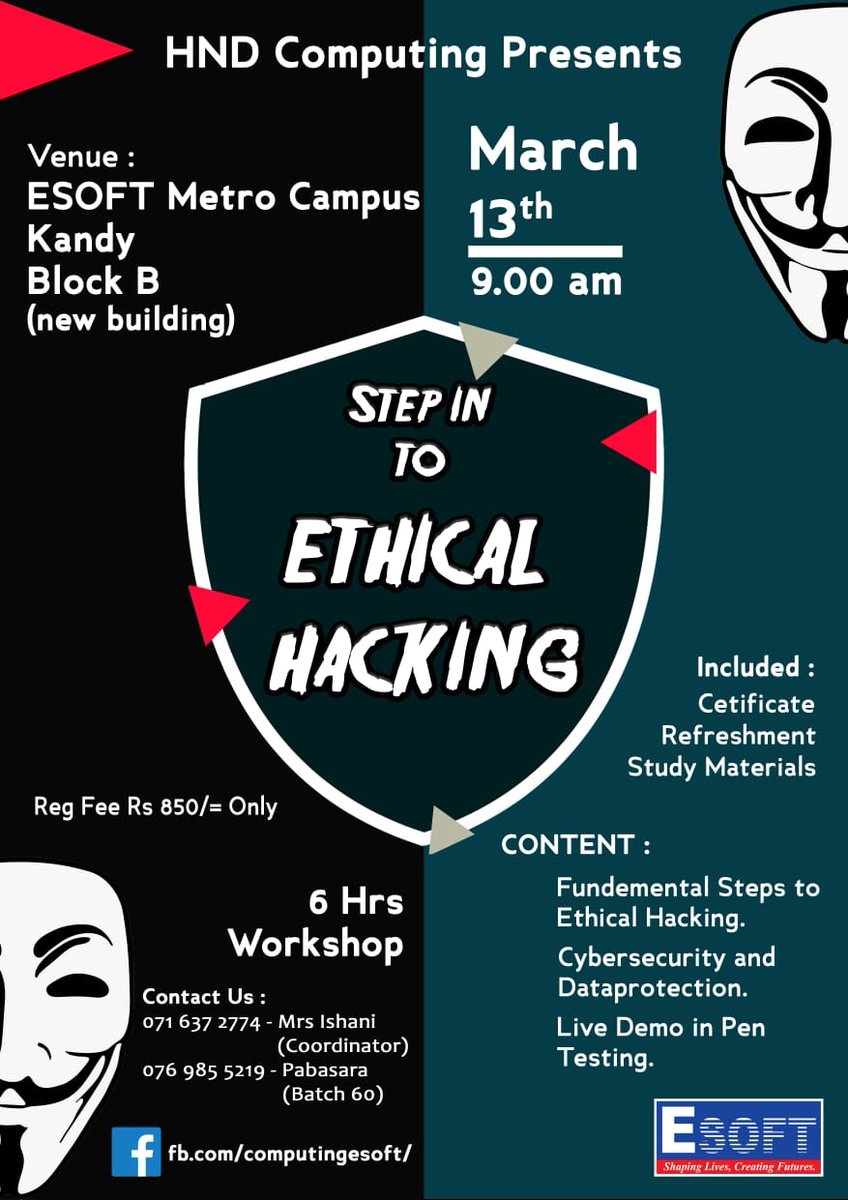 AhamedAli6002's tweet photo. #workshop #ethicalhacking #cybersecurite #esoft https://t.co/uF5wmSfGZi