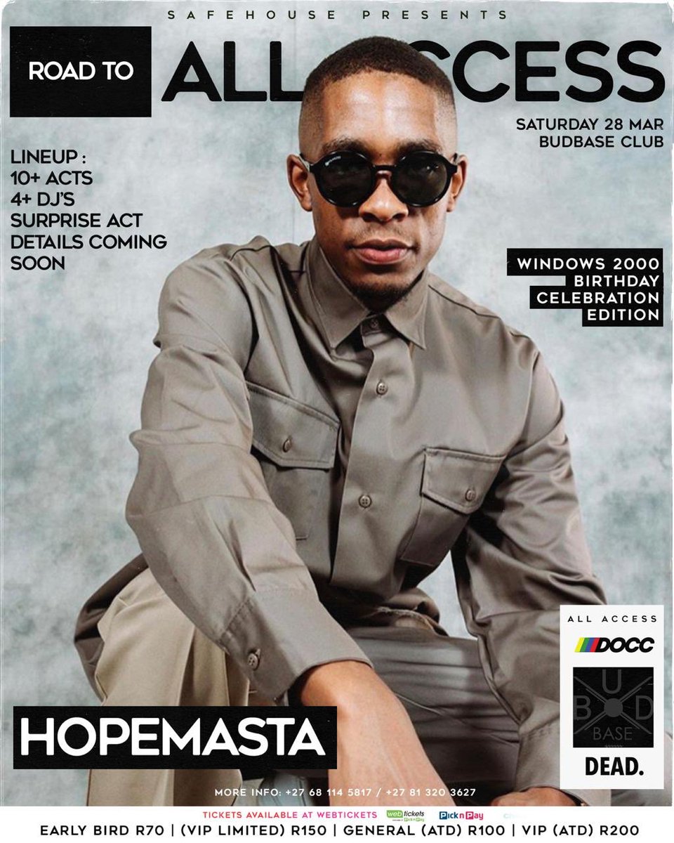 realdjsageza's tweet photo. What’s Vaal without #Kandykoated in the cut 😤 catch @hopemasta on the 28th March @safehouse_experience x @allaccessza  🏃🏽‍♂🏃🏽‍♂🏃🏽‍♂

Venue: @bud_base
Date: 28 March 2020
Time: 18:00 - Late

Tickets available at your nearest @picknpay or online on @webtickets https://t.co/Fvz0uyK8gf