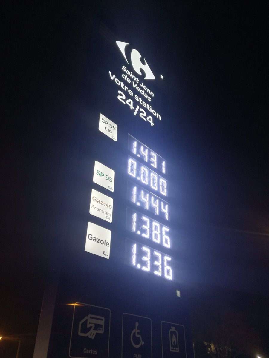 MassieLaurent's tweet photo. Dis-donc @CarrefourFrance @GroupeCarrefour Vous enlevez le SP98 de la station de Saint Jean de Vedas? C'est une blague? Si oui, mes 3 gloutonnes vont faire le bonheur de @Total ! Et moi, je n'ai plus aucun intérêt à venir au centre commercial!
#saintjeandevedas #sjdv #sp98 https://t.co/41Su6N2Hdb