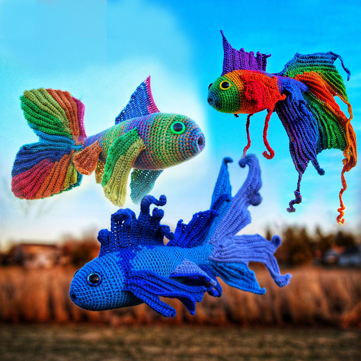 knithacker's tweet photo. Crochet All The Fancy Fish You Fancy ... Two Fun Amigurumi Sets From Megan Lapp: 👉 https://t.co/k3HoIrizS6 🐟🐠🐡 #crochet #handmade #diy #amigurumi #fancyfish @CraftyIntention #CraftyIntentions https://t.co/btN8rFgnvY