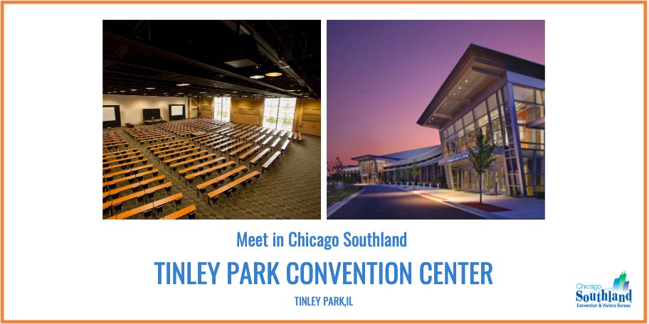 The @TinleyParkCC is one of the #Midwest's premier #MeetingVenues. With 120,000 square feet, 35 foot tall ceilings, over 200 rooms, and just 30 minutes south of #DowntownChicago, this convention center will fit all your needs! bit.ly/2P02IG1