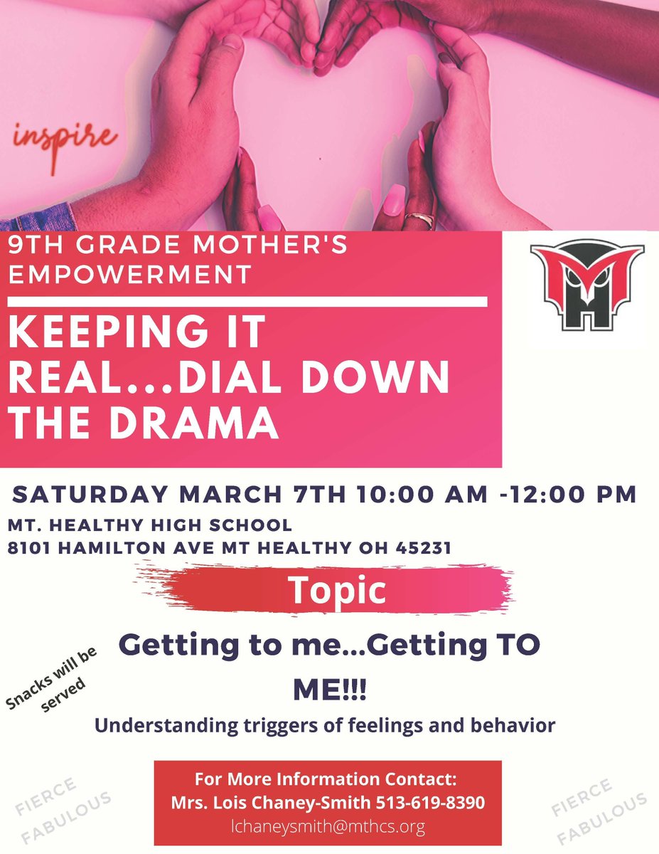 MtHealthySchool's tweet photo. Dial Down the Drama - Girls Empowerment Series 3/7/2020 https://t.co/2awQa2rx01 https://t.co/lri212YKHh