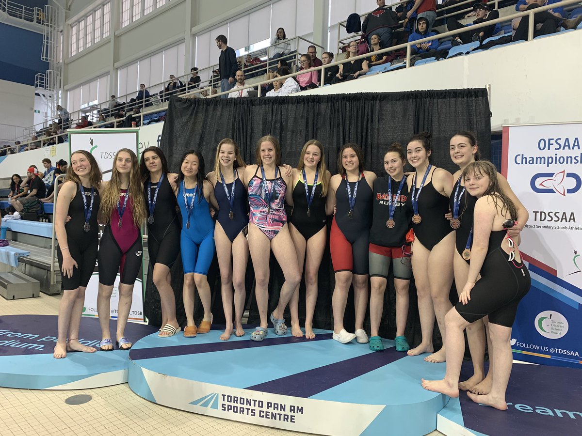 SwimBSS's tweet photo. It’s an OFSAA Relay Bronze Medal for the Jr Girls Relay Team!  My word!!!! Unreal race! https://t.co/Uyb01keISZ