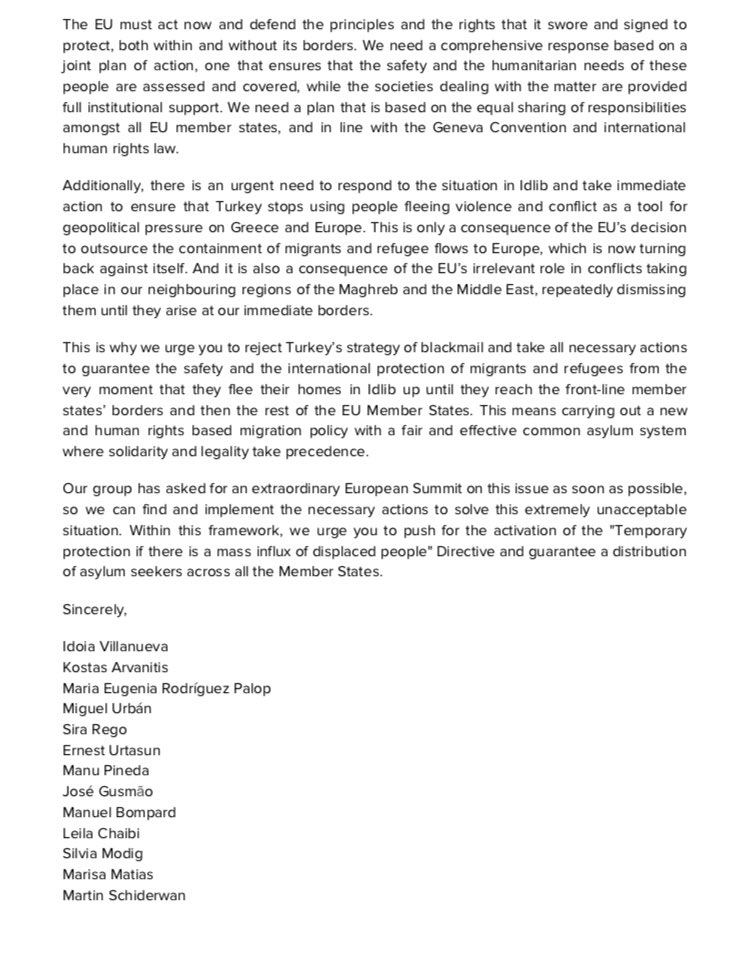 IdoiaVR's tweet photo. Solicitamos a la presidenta de la comisión europea y al alto representante de exteriores: que rechacen firmemente el chantaje de Turquía, activen las directivas de protección temporal y
restablezcan el derecho humanitario desde Europa. 

Los DH ni se suspenden, ni se negocian #UE https://t.co/EdGepnz4UC