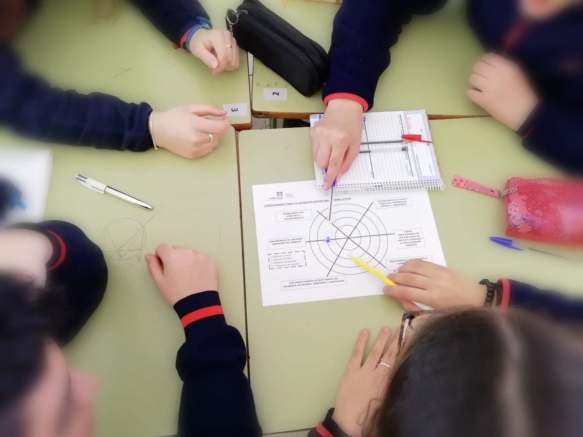 #Cooperativo I Autoevaluación del trabajo en grupo. En esta ocasión, los alumnos de 2° de Educación Secundaria utilizan la herramienta "Diana de evaluación" para valorar la calidad del trabajo en grupo cooperativo. #SOMOSUNO #MiColegio3.0