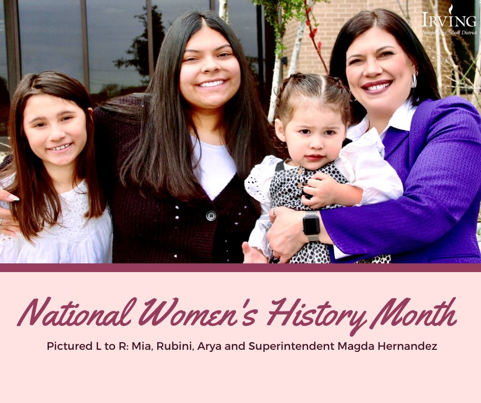 IrvingISD's tweet photo. As the first female Superintendent of Irving ISD, Magda Hernandez has broken the glass ceiling. She is homegrown &amp; she IS Irving. She's focused on teaching her daughter &amp; granddaughters to Dream Big! Here’s to strong women. May we know them. May we be them. May we raise them. https://t.co/reOKl4cgjA