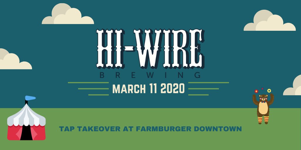 Join us for SIX delicious beers from @HiWireBrewing Wednesday, March 11th 4-9pm. #ashevilleburgers and #ashevillebeer are a match made in heaven!