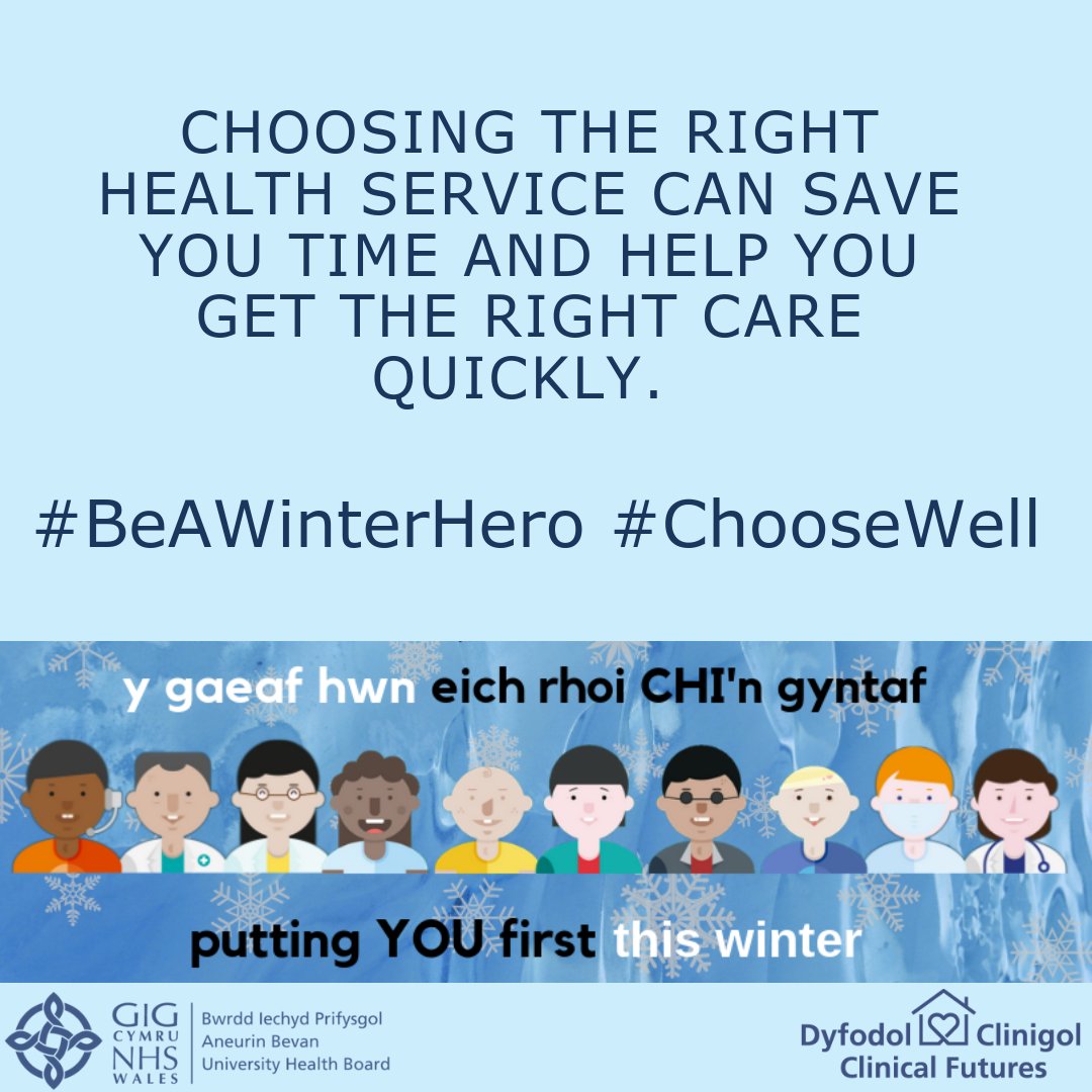 AneurinBevanUHB's tweet photo. Feeling unwell but unsure as to which service you need? Use the NHS Direct Wales Symptom checker to help you #ChooseWell 
https://t.co/c3kNmmljQf
#BeAWinterHero https://t.co/FbNgwSOWwN