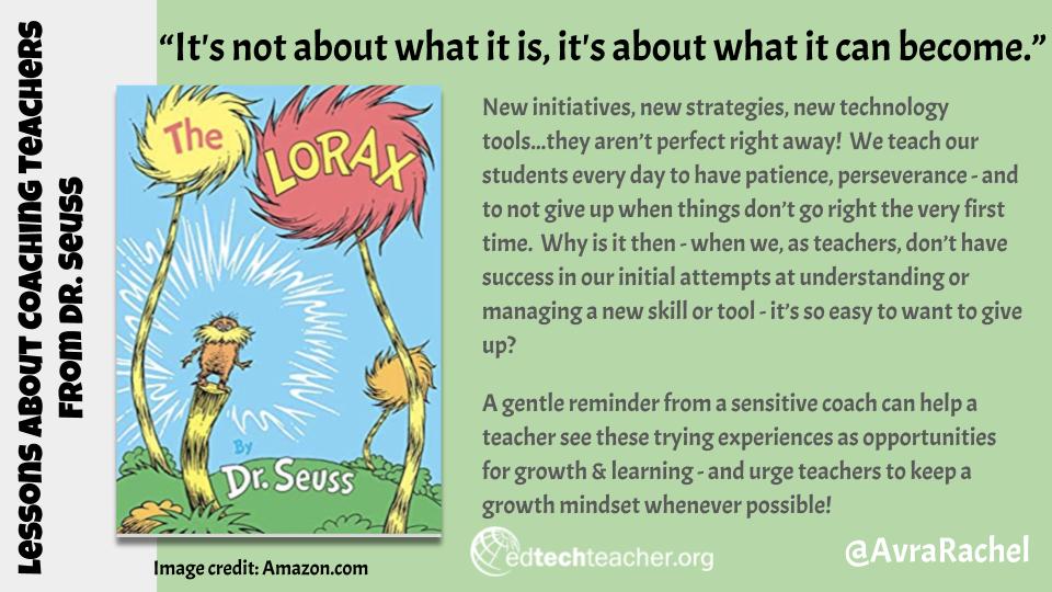AvraRachel's tweet photo. Embracing Dr. Seuss week & considering how his lessons apply to coaching teachers! #ettcoaching #etcoaches #instructionalcoaching #DrSeuss #DrSeussWeek #quebeced #educqc https://t.co/lZ77eTpQVA