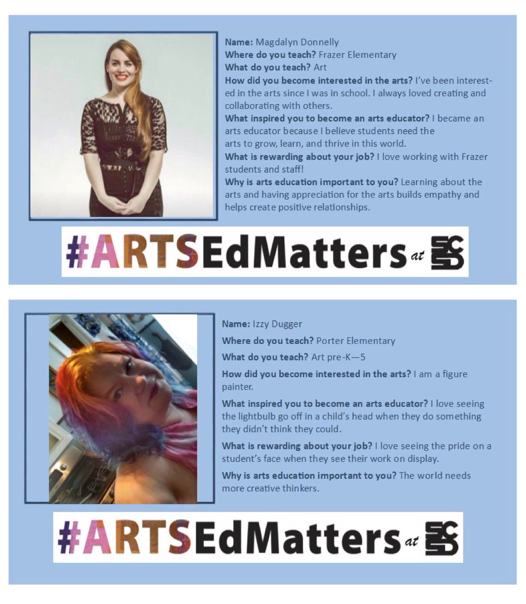 SCSDArts's tweet photo. Spotlight on a few of our Art teachers to celebrate Youth Art Month! #ArtsEdMatters #ArtsEd4All #nysYAM20 @SyracuseSchools @FrazerFrontier @PorterElemSCSD @youthArtMonthNY @nysARTeach https://t.co/tBu6tew03u