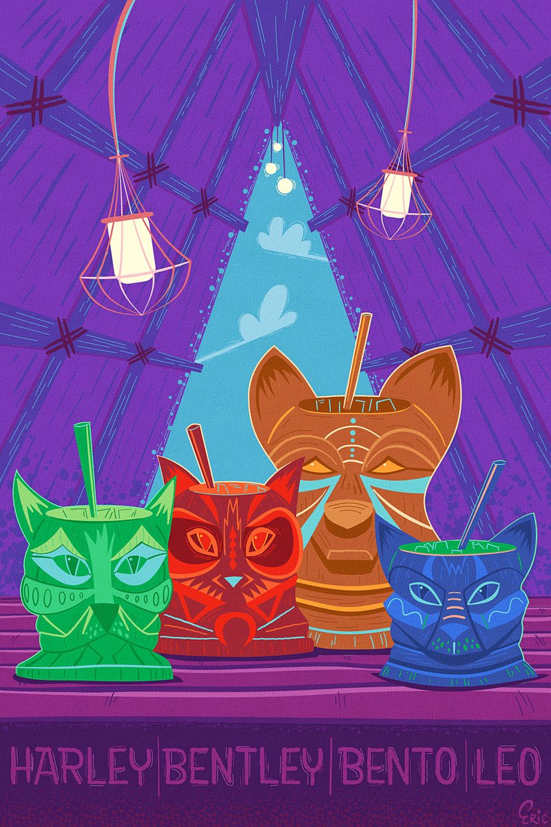 Ericdoggett's tweet image. “Puka Puka Pets” - a new art piece I created showing all of our pets as fancy tiki mugs 😂 Made in @Illustrator . #vector #vectorart #createwithillustrator #createinillustrator