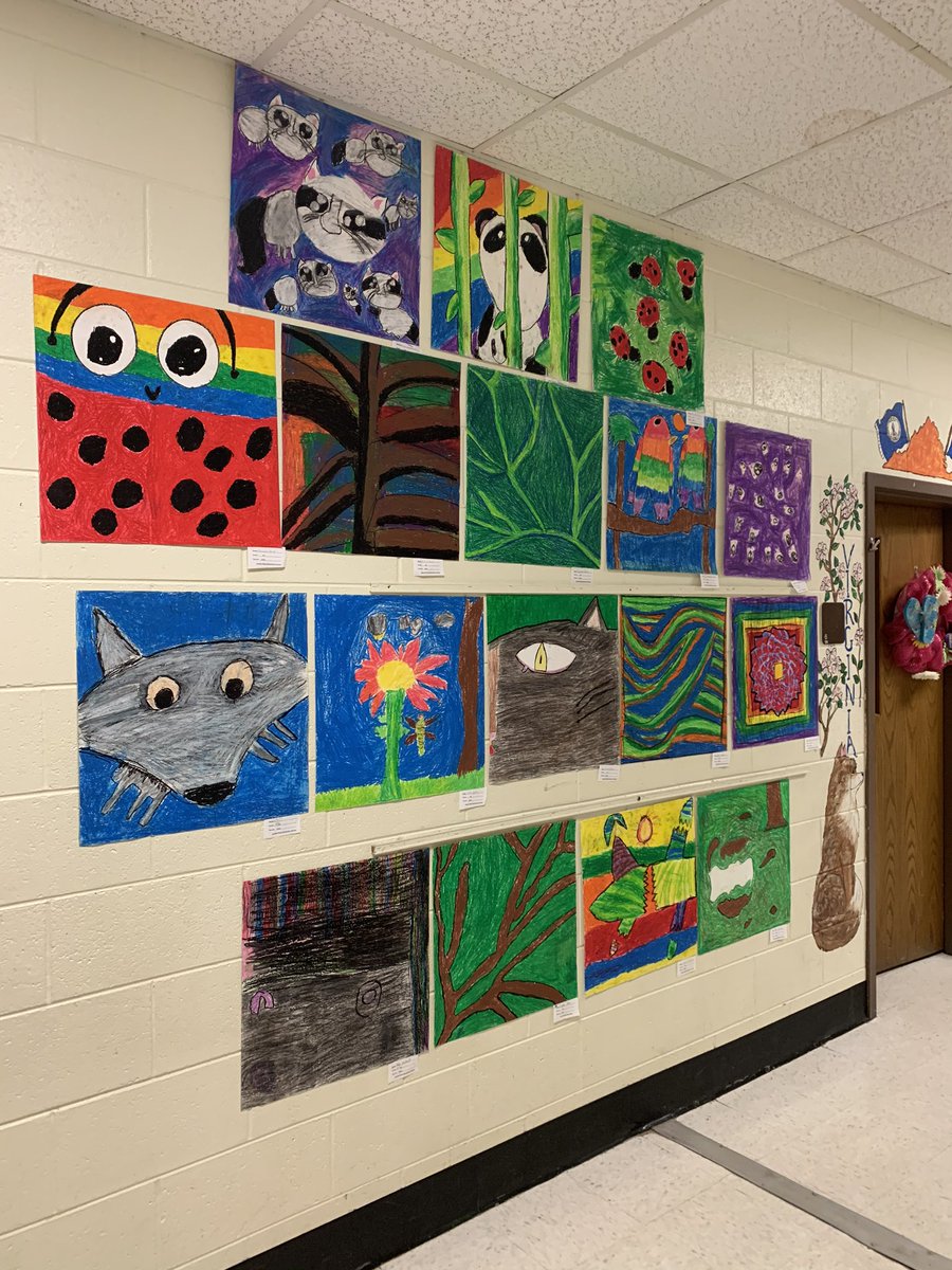 JacobsRoad_ES's tweet photo. Our student art work is fabulous and on display!  Come on out Thursday, March 12 from 5-7 to see these pieces and more! #JRESPicassos https://t.co/v7o2EGabZO