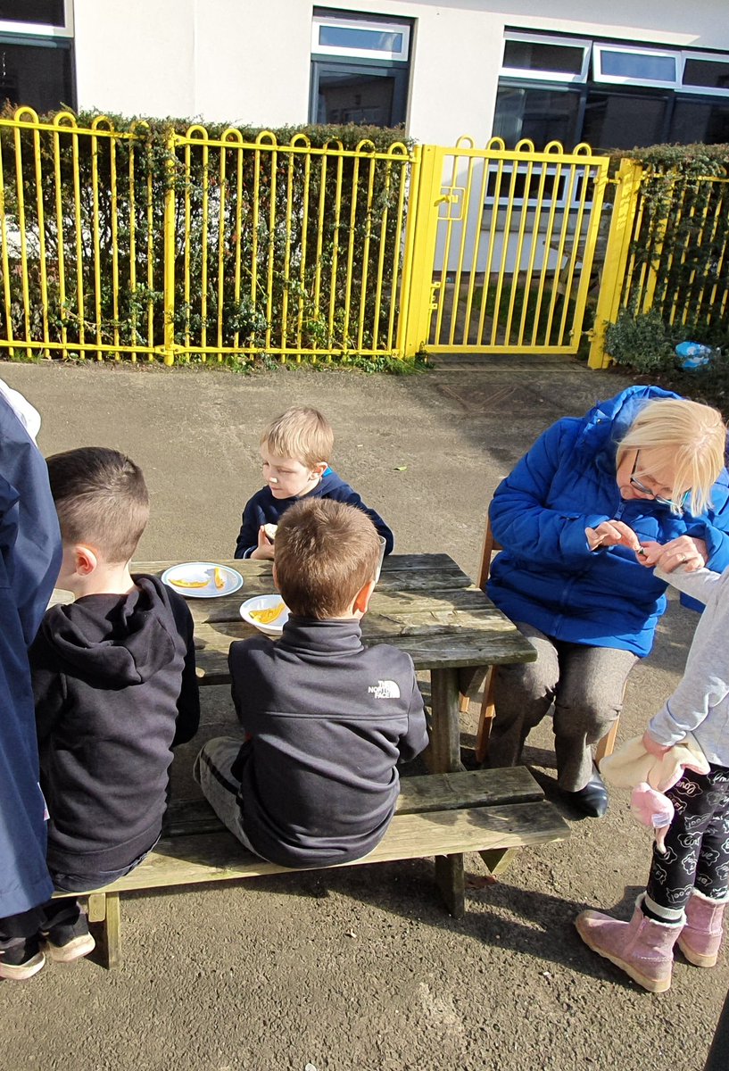 GorebridgeEarly's tweet photo. When it's such a a nice day you have snack outside and Mrs Binnie comes to join us too.
Serving themselves and washing dishes all happening, as they would inside.
#WhatABeautifulDay
#IsSpringOnTheWay
#SocialSnack
#PartOfTheSchool
@MidEarly
@MidEYLCOL https://t.co/TRRJOtTCSk