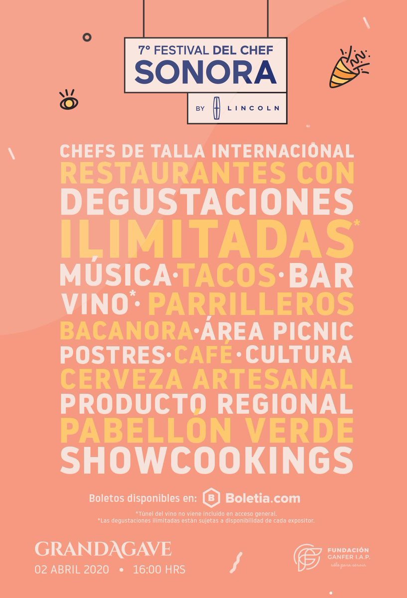 ¿Qué es el Festival del Chef Sonora? 02 de Abril 2020 / 4:00 pm en GrandAgave 

Compra tus boletos: bit.ly/FCHS2020 

#festivaldelchefsonora #FCHS20 #soloparaservir <a href="/FundacionGanfer/">Fundación Ganfer</a>