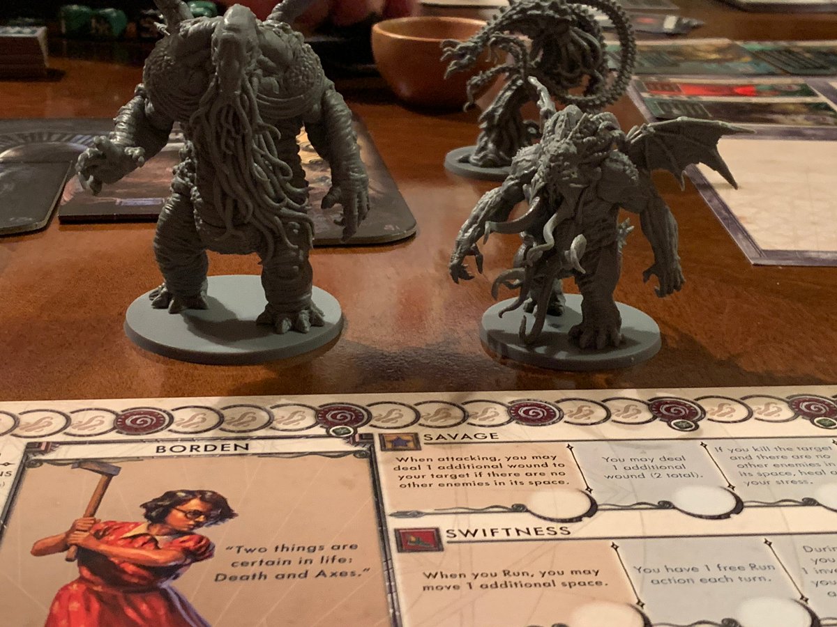 Ghost_Who_Games's tweet photo. Been playing a lot of Cthulhu: Death May Die
In a recent playthrough, I attacked Cthulhu with (Lizzy) Borden, snuck away, charged him again, then went insane at the end of my turn. 
@CMONGames https://t.co/VV1d0hsZdt