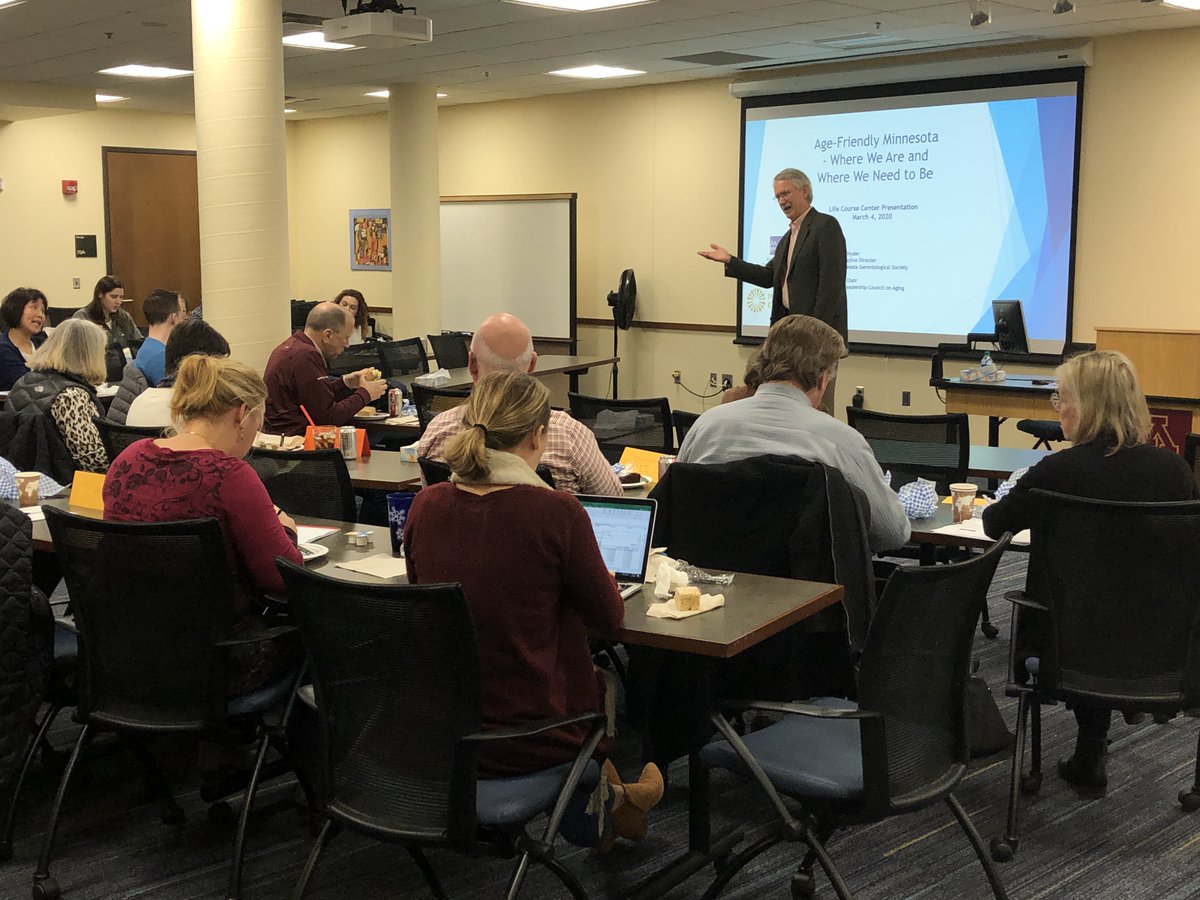 Tom Hyder, Executive Director of <a href="/MNGero/">Minnesota Gerontological Society</a>, presented on what "age friendly" means today and higher education’s role in age friendly Minnesota. 
#UMAC #encore #UMNProud