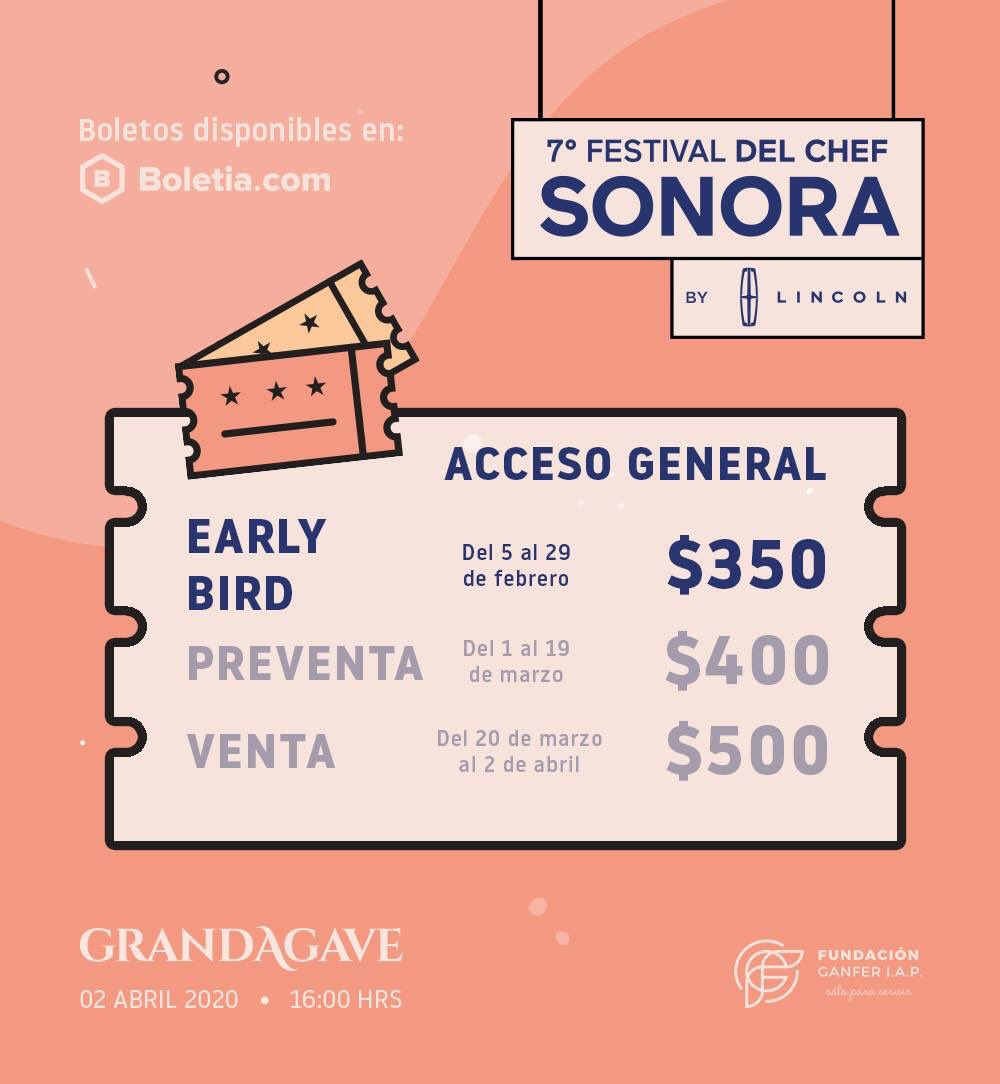 ¡Boletos disponibles!

Cómpralos aquí: bit.ly/FCHS2020

Con el boleto general podrás disfrutar toda una experiencia de gastronomía sonorense, los mejores restaurantes con degustaciones ilimitadas, música, showcookings y mucho más.

#FestivalDelChefSonora #FCHS20