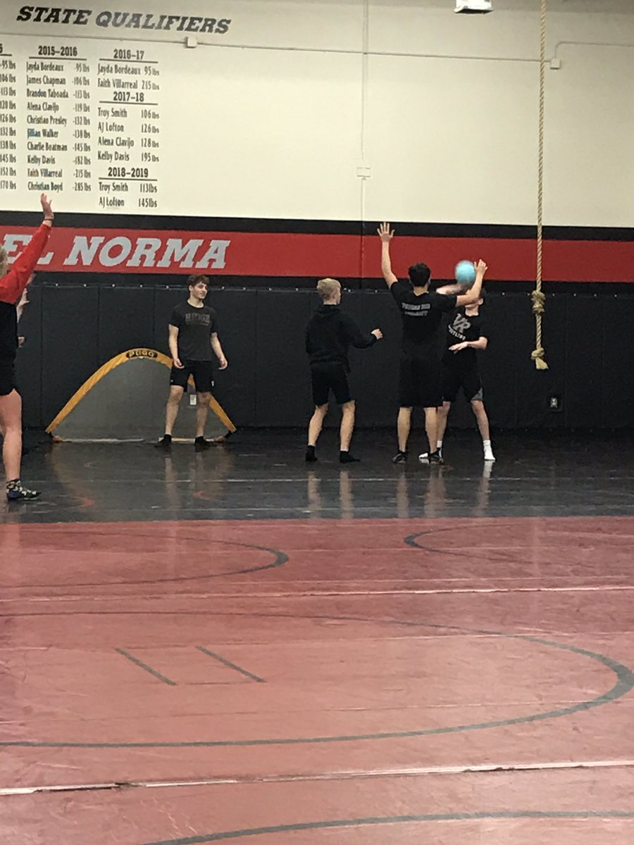 WrestlingRanger's tweet photo. Last week of games, then back to work! This is called matball! Yes there are new rules and different lecels@of physicality as the game evolves! https://t.co/rN6lVyugBT