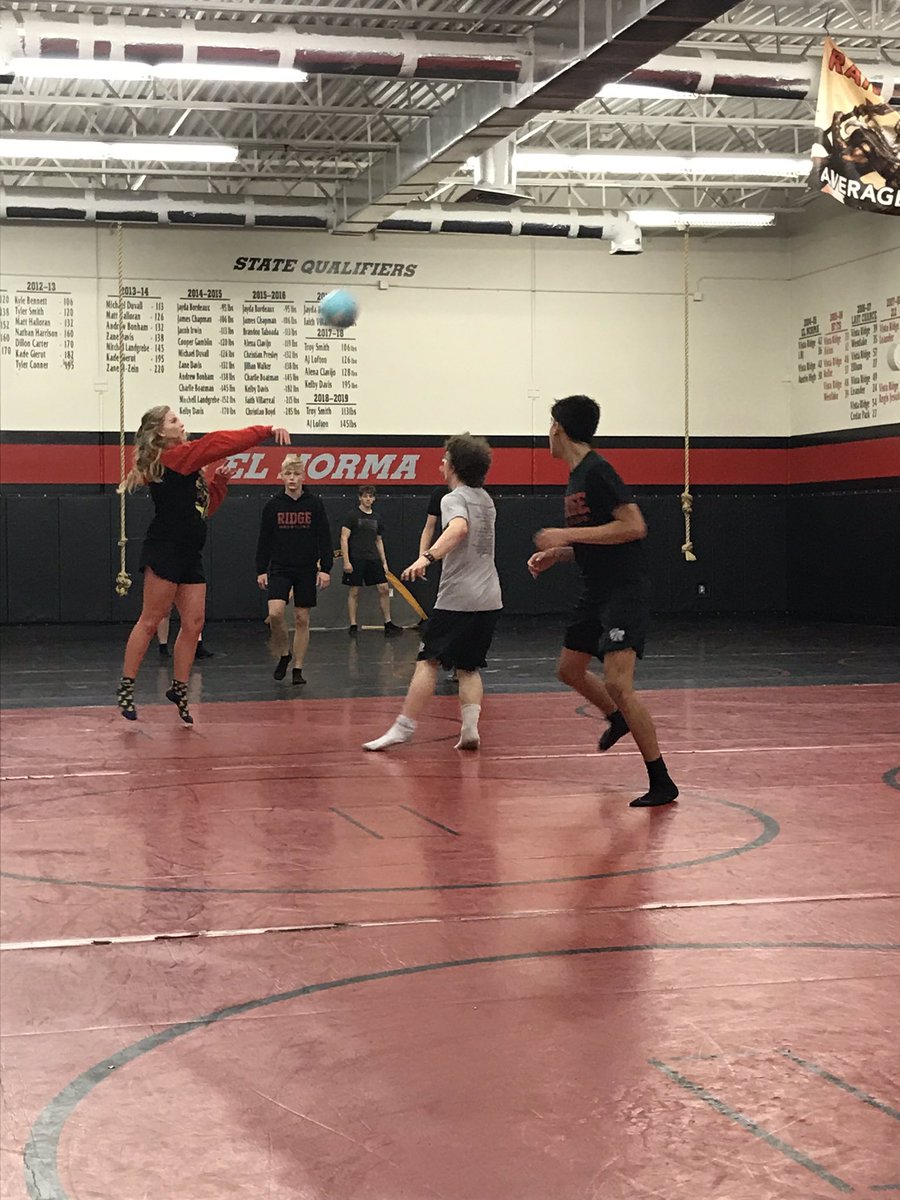 WrestlingRanger's tweet photo. Last week of games, then back to work! This is called matball! Yes there are new rules and different lecels@of physicality as the game evolves! https://t.co/rN6lVyugBT